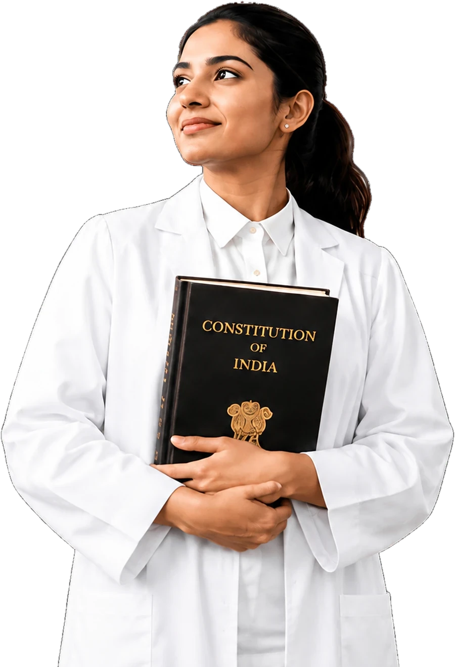 A law graduate holding the Constitution of India